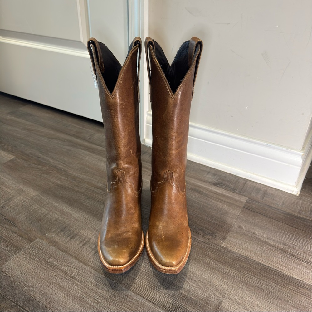 Lane Emma Jane Tall Western Leather Brown Boots - Picture 5 of 11